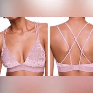 PINK Victoria’s Secret pink mauve color velvet strappy bra. XS